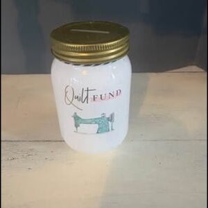 Glass quilt fund jar/bank